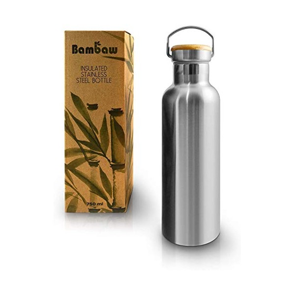 Bambaw Insulated Water Bottle | Stainless Steel Water Bottle 1l | Travel Water Bottle | Drinking Bottles for Adults | 1 Litre Water Bottle Metal | Water Bottle Thermos | Large Water Bottle 1000 ml