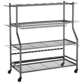15-Pole Fishing Rod Holder with Wheels Organizer Cart Rack for Garage Easy to Move Fishing Rack CartCapacity: 15 Rods