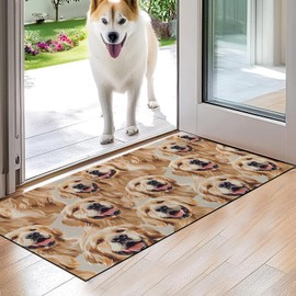 VODRM Golden Retriever Indoor Door Mat,Cute Dog Floor Doormat,17x29.5in,Non Woven Non Slip Rubber Backing Animal Rug for Porch Insider,Bedroom,Kitchen,Doormats Gifts,Rv Camper Decor