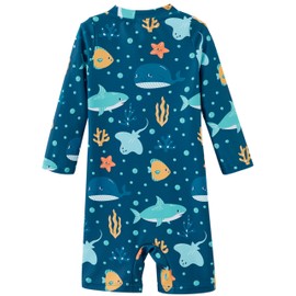 UMELOK Baby Boy Swimwear Infant Bathing Suit Rash Guard Swimwear UPF 50+ Sun Protection Swimsuit Rashguard Sunsuit Navy blue, Marine animals-12-18M