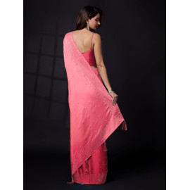 TRENDMALLS Women's Rangoli Silk Heavy Siroski Double Shade Saree with Unstitched Blouse Piece (K992-Red)