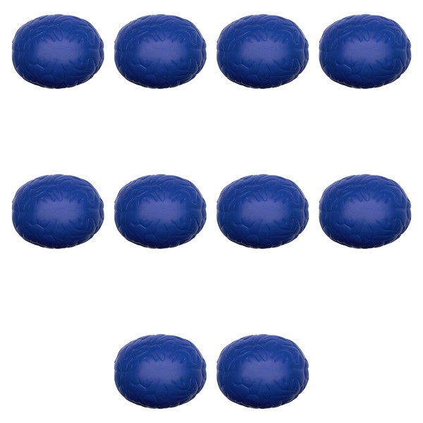 Brain Squeeze Balls Set of 10, Bulk Pack - Stress Relief, Perfect for Your Desk, Office or Home - Blue