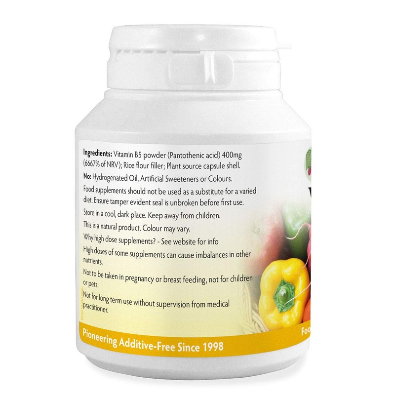 Vitamin B5 (Pantothenic Acid) 400mg x 90 Capsules (Magnesium Stearate