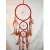 Red Triple Dream Catcher Mandella Beads & Feathers 26"