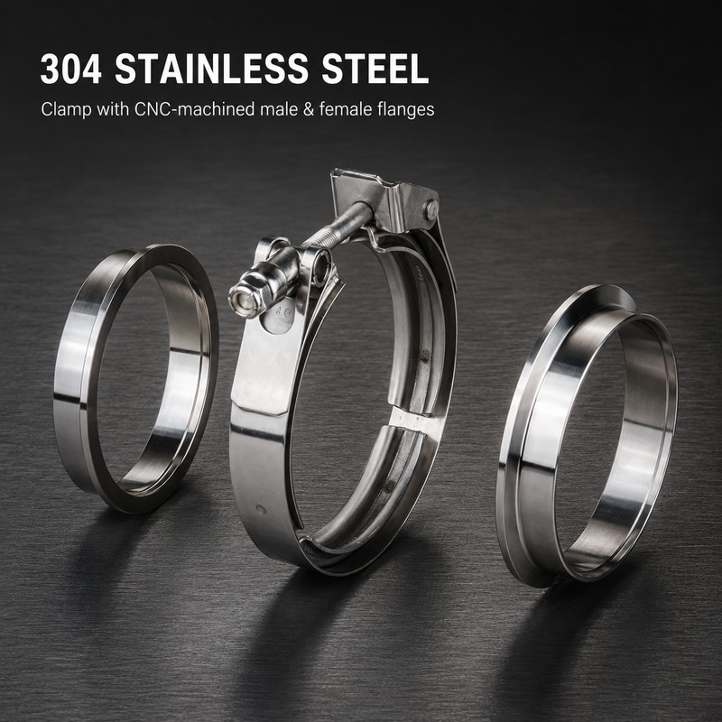 2.5 Inch 304 Stainless Steel Quick Release V-Band Clamp Kit