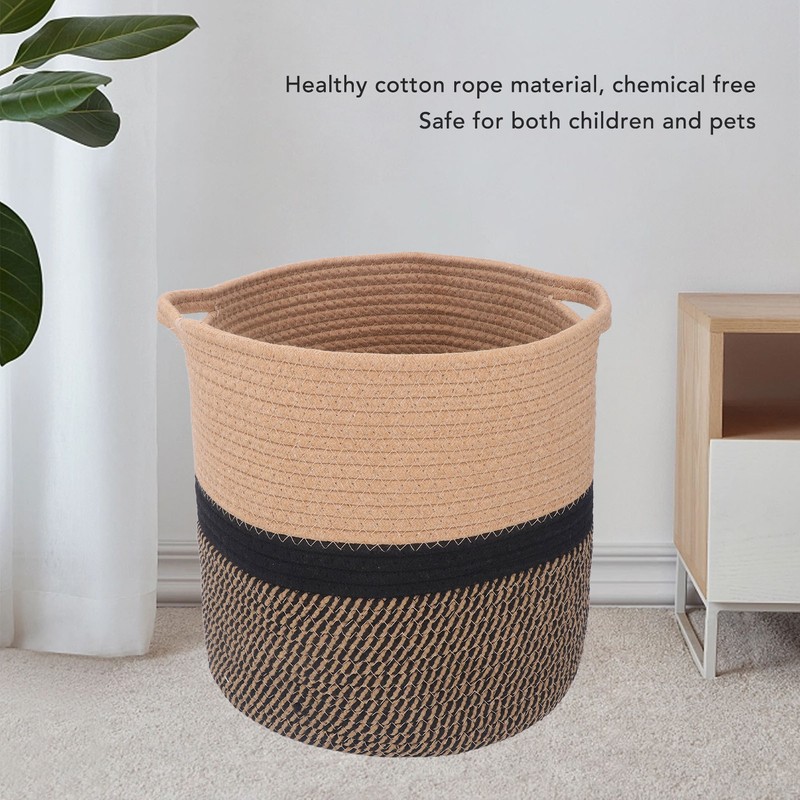Woven Laundry Basket Cotton Rope Multifunctional Clothes Storage Hamper with