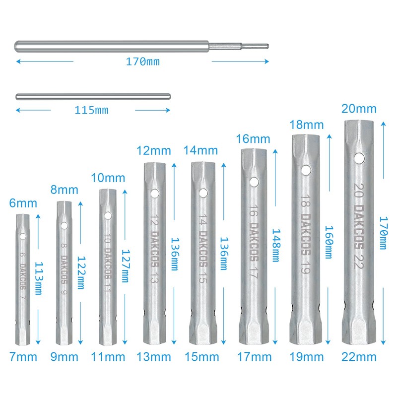 10Pcs Shower Valve Socket Wrench Set Plumbers Spanner Wrench Set