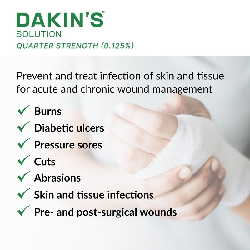 Dakin's Solution Quarter-Strength 0.125% Sodium Hypochlorite Wound Cleanser for Acute