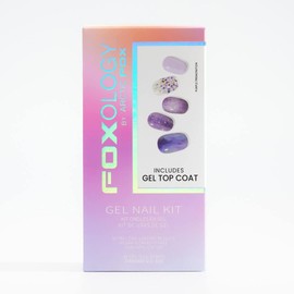 Foxology Vegan And Cruelty Free Semi Cured Gel Nail Strip Kit Includes 30 Nail Strips, Alcohol Free Nourishing Prep Pad, A Gel Top Coat, A Wooden Cuticle Stick, Nail File - PURPLE PREMONITION