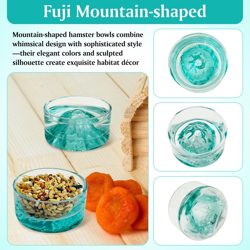 BNOSDM Hamster Food and Water Bowl Mountain Fuji Style Glass