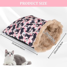 Barklincharm Cat Bed Cave Sleeping Bag, Soft Plush Cats Sack, Cat Beds for Indoor Cats, Self-Warming Cozy Pet Nest Mat 23.6" x 22"