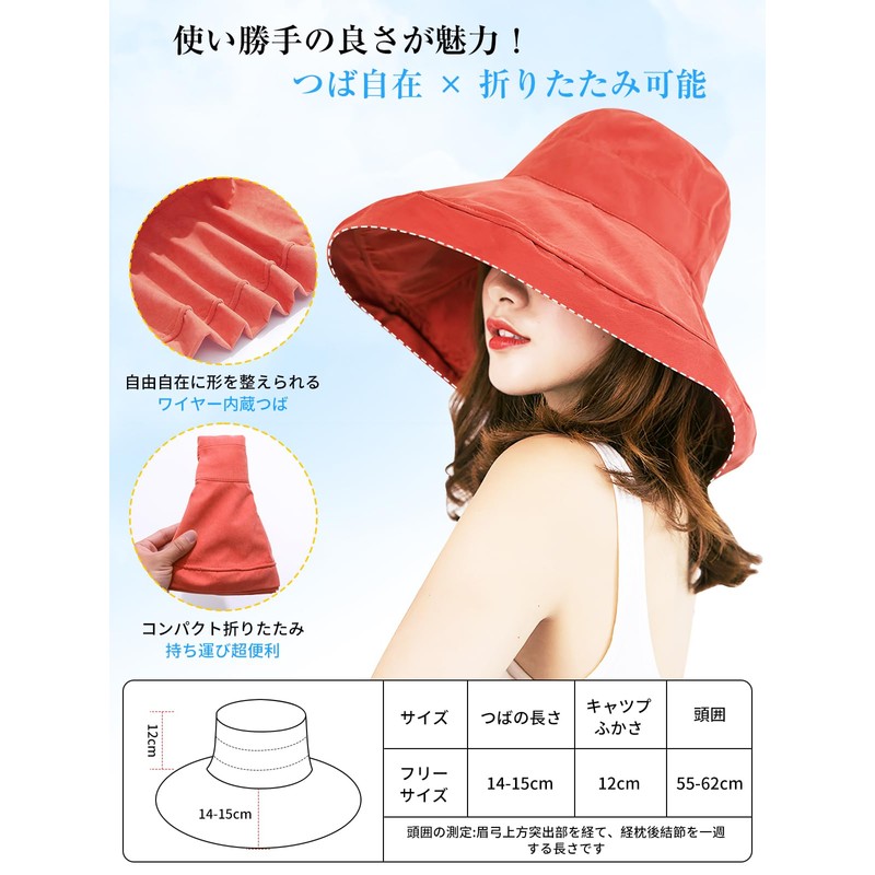 CANFEEL Women's UV Protection Hat, Sun Hat, Wide Brim, Small
