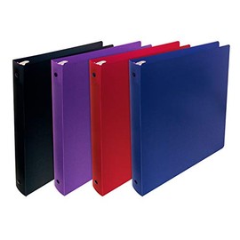 Better Office Products, 3 Ring Poly Binder with Pocket, 1 Inch, Letter Size, 4 Pack-Red, Blue, Purple, and Black