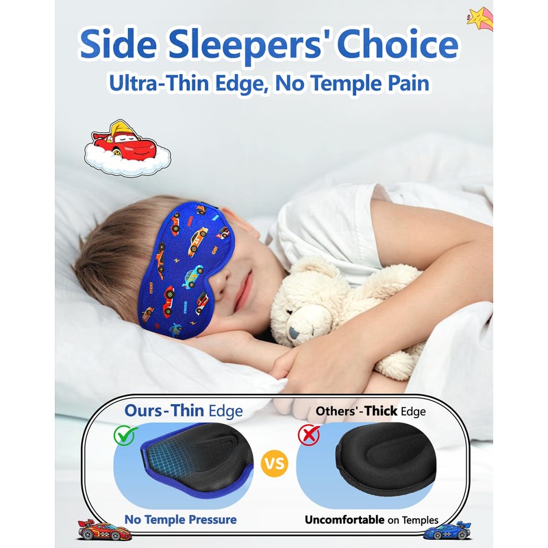 BeeVines Kids 3D Contoured Sleep Mask, 100% Blackout Sleeping Eye