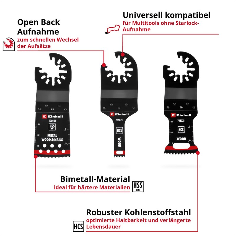 Original Einhell Multitool Set 3 Pieces (Plunge Saw Blades, HCS,