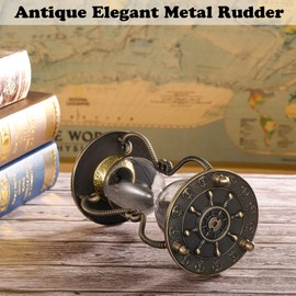 CNCJ Nautical Brass Sand Timer 60 Minute Hourglass:Antique Metal Rudder Sand Clock, White Sand Watch 60 Min, Vintage Reloj De Arean, Small Hour Glass Sandglass for Gifts, Office, Desk Decor