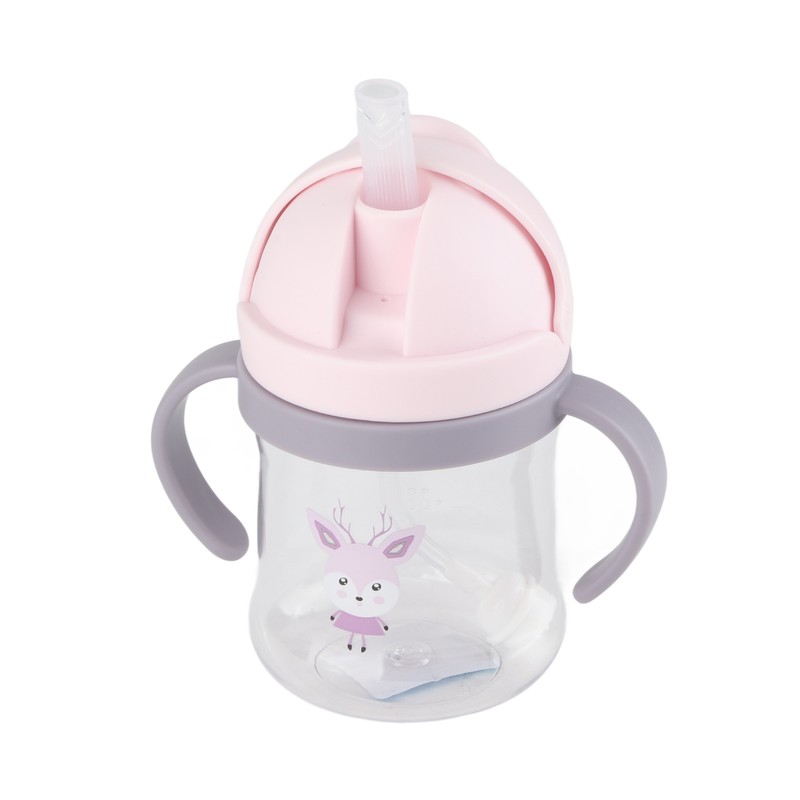 250ml Straw Cup Leak Proof Soft Spout Lovely Pattern Easy