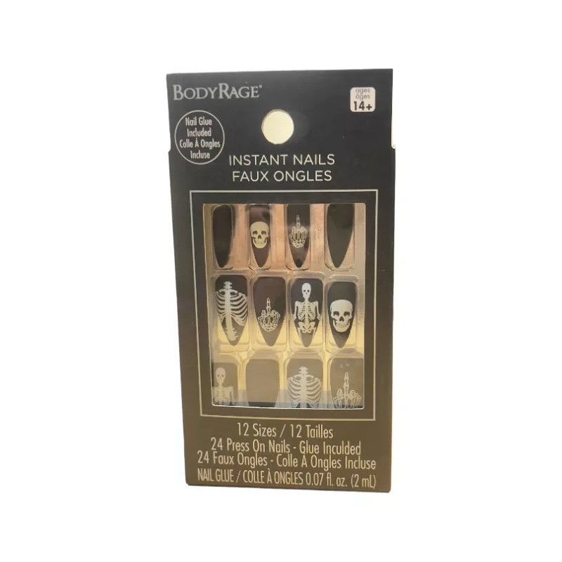 Susett Skull Store Uñas Postizas Skeleto White Press On Nails