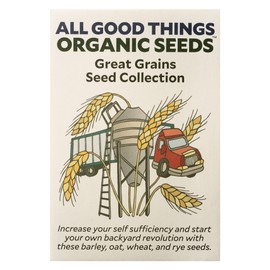All Good Things Organic Great Grains Seeds for Planting: 4 Packet Collection - Barley, Oat, Rye, Wheat - Heirloom Variety Pack