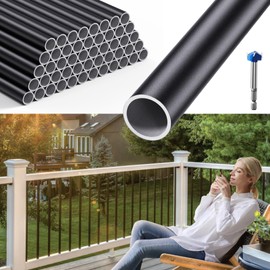 BYDREM 50 Pack 26'' × 3/4'' Round Aluminum Deck Balusters, Balusters for Deck Railing, Stair Balusters, Deck Spindles, Stair Spindles, Aluminum Deck Railing, Matte Black