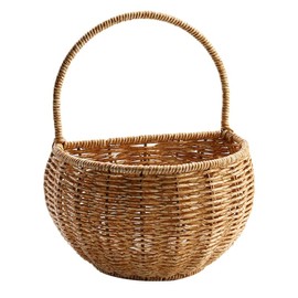 Alipis 1pc Retro Hanging Basket for Kitchen Storage Decorative Rattan Style Container for Eggs Vegetables or Flowers Ideal Wall Mounted Supply Basket