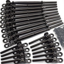 Toukioo Black Cable Railing Hardware Kit, for 3/16 Cable Railing System for Wood Posts, Stainless Steel Swage Toggle Turnbuckle 10 Pairs