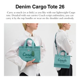 Coach Colored Dye Denim Cargo Tote 26, LH/Ivy