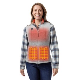 ORORO Women's Lightweight Heated Sweater Fleece Vest with USB-C Rechargeable Battery, Heated Recycled Fleece Vest (Flecking Grey, S)
