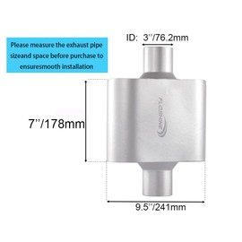 Floshine Universal Mufflers,Single Chamber 3 inch inlet/3 inch outlet,Performance Automotive Exhaust Muffler FH430109