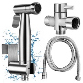 Yunlism Handheld Bidet Sprayer for Toilet, Brass Leak Free T-Valve & Adjustable Water Pressure, Stainless Steel Sprayer Attachment for Potty Toilet Hygiene, Bathing Pets, Feminine Hygiene etc