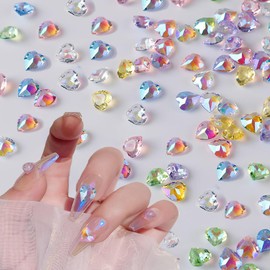 Heart Nail Charms - 100Pcs Colorful Love Nail Art Charms - 3D Resin Heart Nail Art Charms for Nails Jewelry Making DIY, Valentine's Day Nail Charm (Resin Heart)