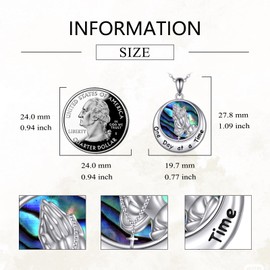 ZPMMPZ Praying Hands Necklace Sterling Silver One Day At A Time Pendant Praying Hands Jewelry Religion Gifts for Women Men