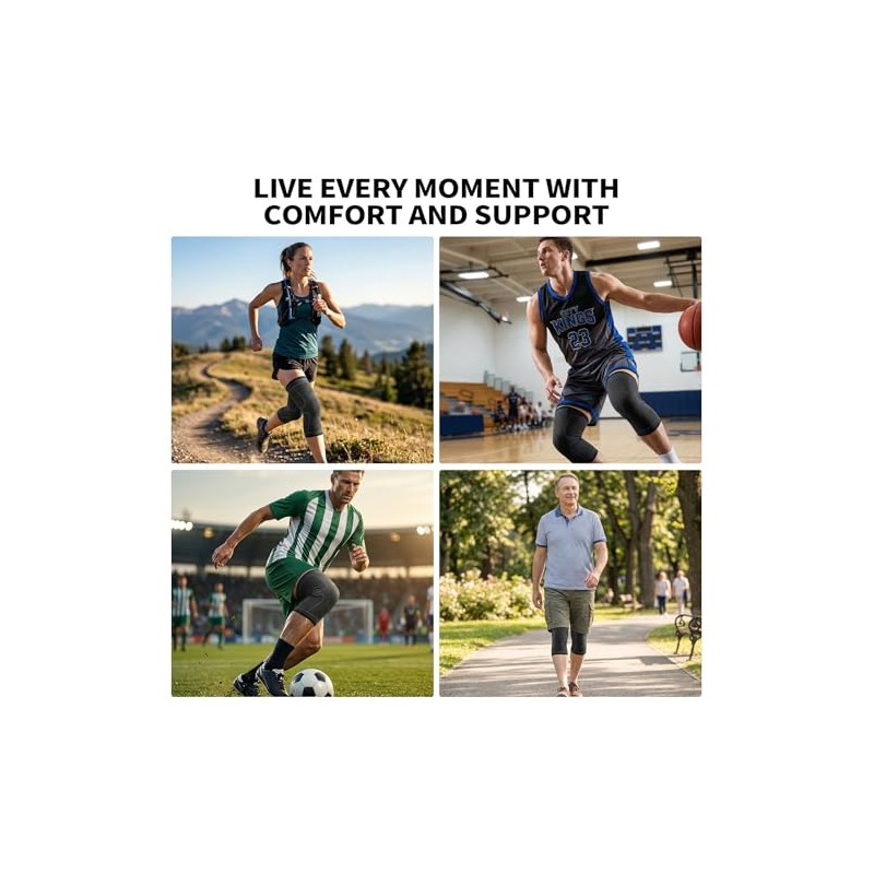 CAMBIVO Knee Support Sleeve for Men and Women (2 Pack)