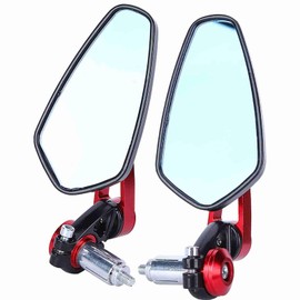 Espejos universales de extremo de barra de motocicleta con rotación de 360° de 7/8 de pulgada y 0.866 in, Espejos para motocicleta, Espejos retrovisores laterales para motocicleta (Rojo)