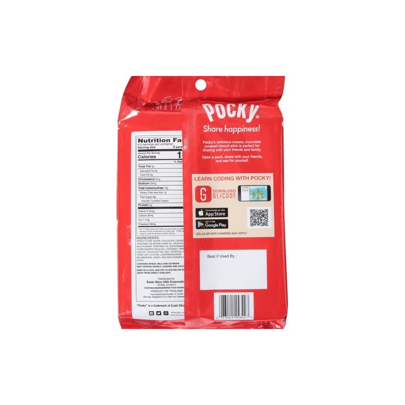 Glico Pocky, Chocolate Cream Covered Biscuit Sticks (9 Individual Bags),