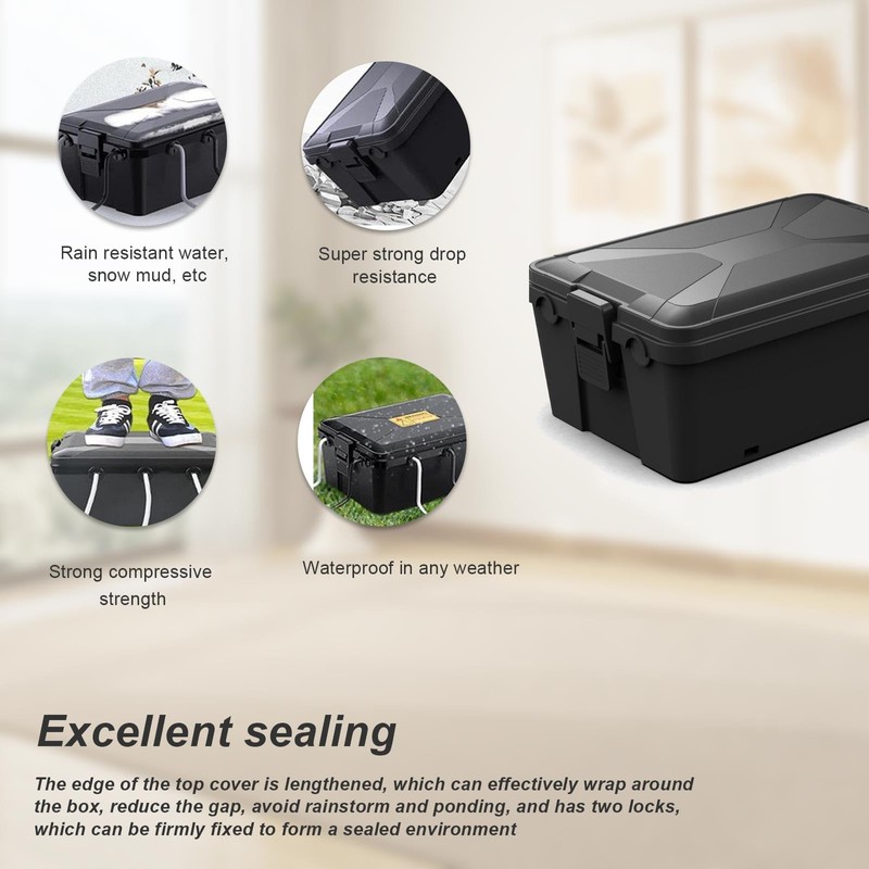 HERKINDNESS Waterproof Cable Box, Black Outdoor Power Box, 32 x