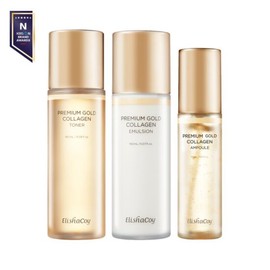 Elishacoy 엘리샤코이 프리미엄 골드 콜라겐 세트 토너+에멀전+앰플 Elisha Coy Premium Gold Collagen Set Toner + Emulsion + Ampoule