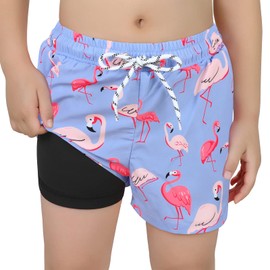 Boys Swim Trunks Toddler Bathing Suits for Boys Beach Swim Shorts Boy Swimwear Quick Dry Swimsuit Adjustable Waist Flamingo 8-9 Years