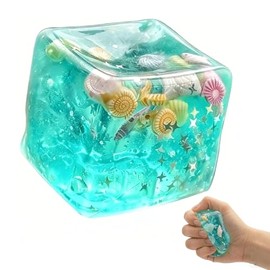 Ice Cubes Marine Shells Squishies Toy,Soft Slow Rise Squishy Stress Relief Toy, TPR Ice Cube Soft Stress Relief Toy for Adults Anxiety Relief, Party Favors, Table Decoration(1PCS)