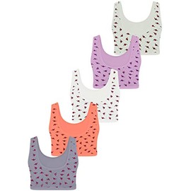 LOREZA ® 5 Mädchen Bustier Baumwolle BH Sport Bra (164-170, M-201-5 Stück)