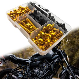 Upgraded 195PCS Motorcycle Fairing Bolt Kit Screws Fasteners Clips for CBR 600RR 1000RR CBR600 F3 F4 F4i Suzuki GSXR 600 750 1000 (Gold)