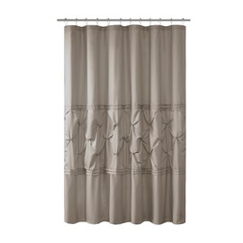 Comfort Spaces Cavoy Bathroom Pintuck Shower Tufted Ruffle Pattern Modern Elegant Microfiber Fabric Bath Curtains, 72"x72", Taupe,CS70-0100