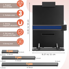 Flutesan Knitting Pattern Holder with 4 Replacement Magnets Knitting Chart Keeper Black Magnetic Cross Stitch Supplies and Accessories Cross Stitch Pattern Holder for Crochet, 13.78 x 8.27 Inch