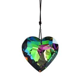 Heart Crystal Sun Catcher, Glass Window Hanging Ornament,Crystal Prism Suncatcher Outdoor Indoor Home Garden Party Decoration，Friend Gifts for Women,Valentines Gifts for Her (Green)