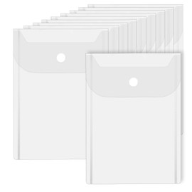 10 PCS Clear Envelope Pouch 7 X 5 Inch Clear Plastic Envelope Pouch with Snap Closure Waterproof Plastic Envelopes for Office School Documents Sticker, Photo Storage Folder, Receipt Holder