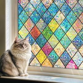 Qualsen Window Glass Blindfold Film, Window Film, Blindfold Sheet, Frosted Glass Style, Static Adsorption Type, UV Protection, Repositionable, Bedroom, Entryway, Window, Thermal Insulation
