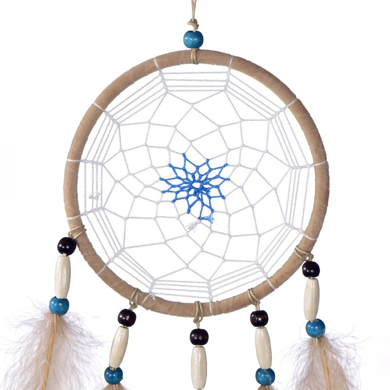Dream Catcher for Good Dreams with Beads and Real Feathers,