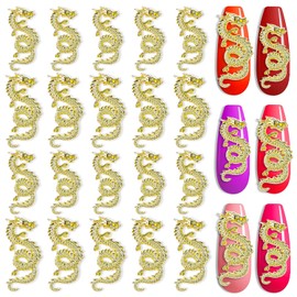 XEAOHESY 20pcs Gold Chinese Dragon Nail Charms 2 Sizes 3D Alloy Dragon Charms for Nails Chinese Zodiac Dragon Nail Art Charms Dragon Jewelrys for Acrylic Nails Gold Nail Studs Charms for Nails