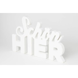 HEITMANN DECO 1009071 Wooden Lettering Beautiful Here – Stand, Decorative Figure – Modern, Decoration for Indoor Use – White, 29 x 1.8 x 18.5 cm