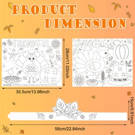 40 Pieces Thanksgiving Coloring Placemats for Kids Thanksgiving Table Mats Coloring Paper Headbands Coloring Activities for Thankful School Holiday Craft Activity